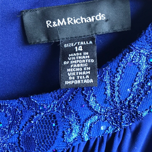 R&M Richards Royal Blue Sequined Swing Dress sz 14 - Picture 4 of 9